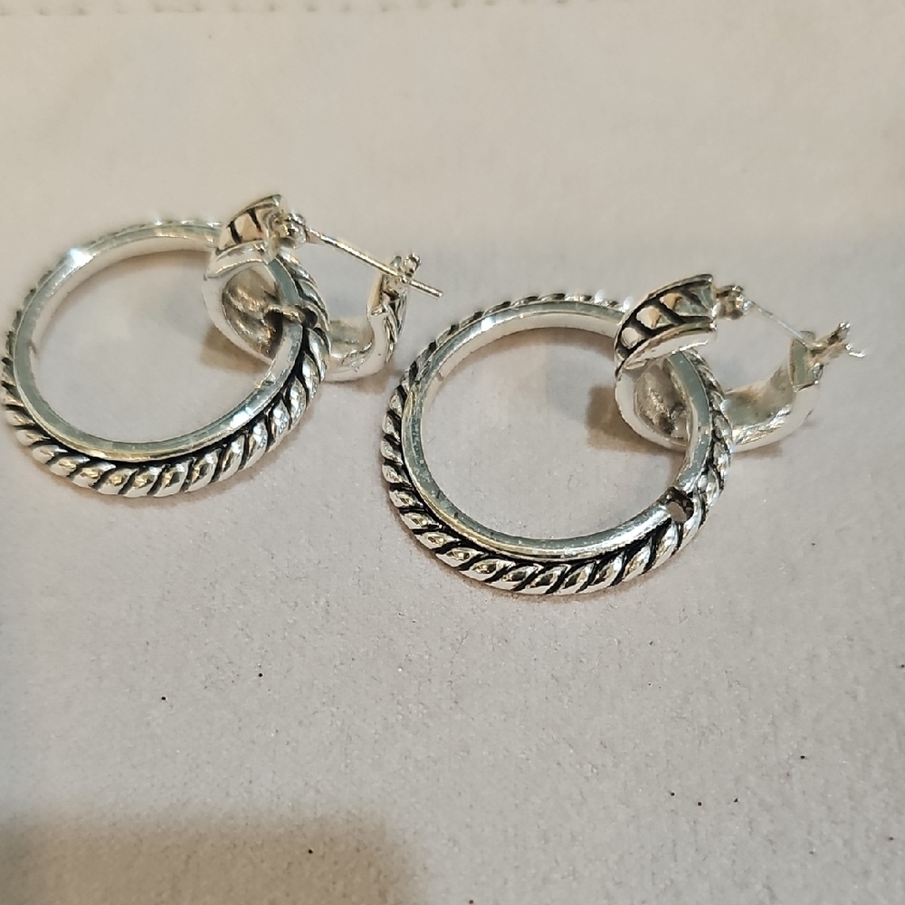 Brighton Silver Twisted Rope Hoop Earrings